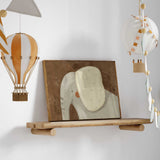 Boho elephant nursery decor print with warm brown background