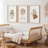 boho style fairy nursery artwork in warm earthy colours for girls bedroom