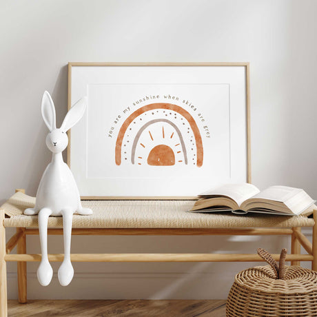 You Are My Sunshine rainbow artwork for nursery and toddler bedroom