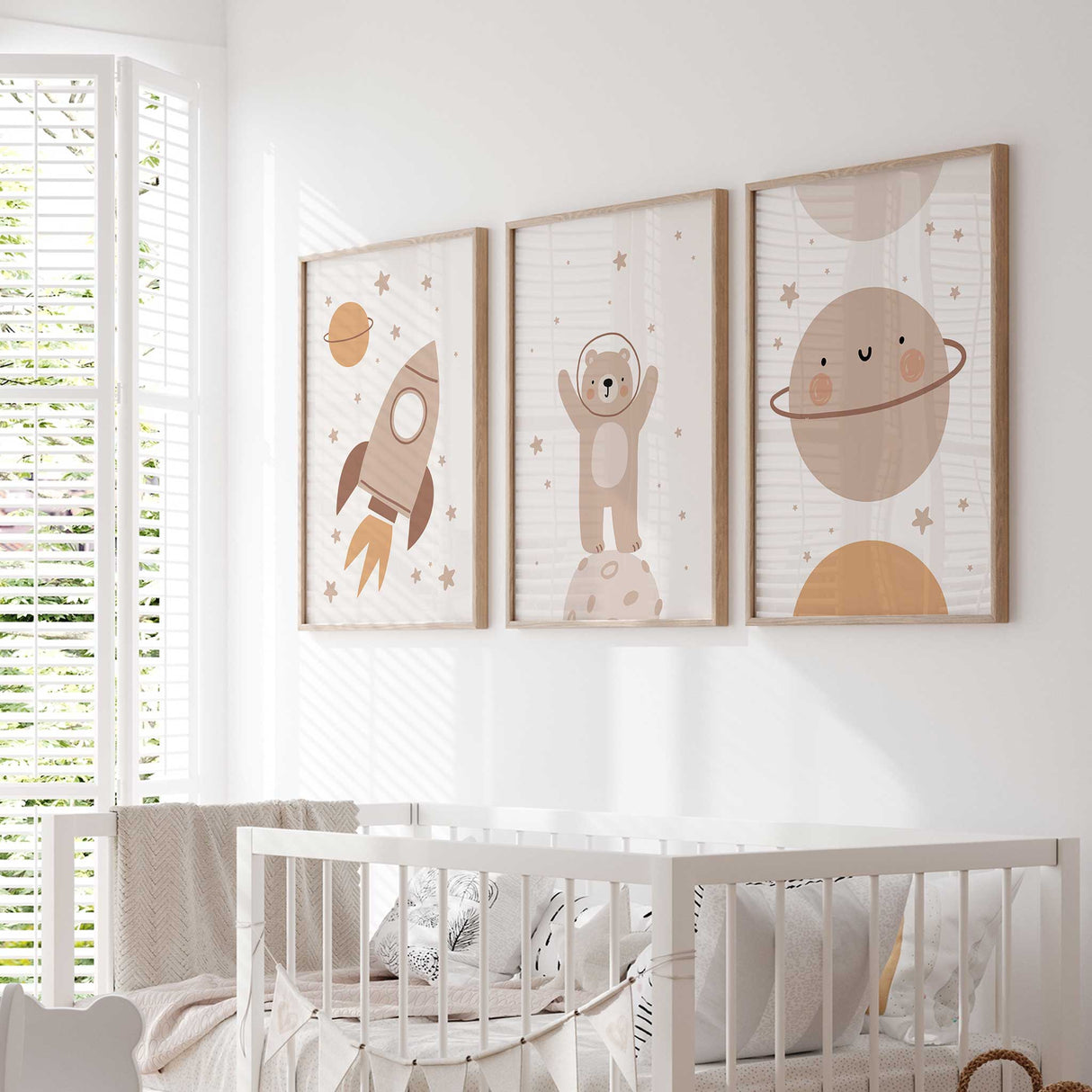 neutral planets wall decor for kids nursery