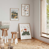 boy farm nursery decor prints with soft neutral colours
