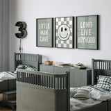 Quote wall art set for boys bedroom with modern smiley graphic design