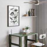 Boys dinosaur bedroom print featuring triceratops, stegosaurus, diplodocus and tyrannosaurus