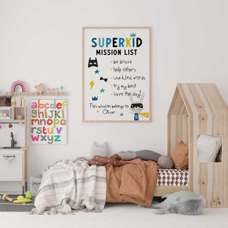 Fun motivational print for boys with be brave, help others message