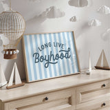 Blue typography wall art print for a baby boy nursery or bedroom