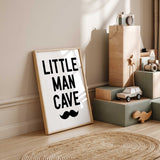 Little Man Cave text and moustache design for kids playroom