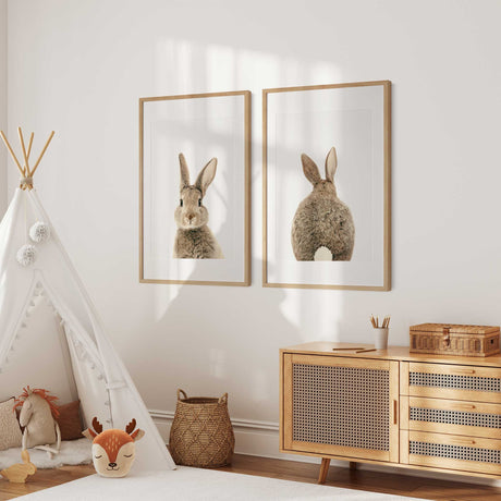 Adorable rabbit wall art with front and rear for kids rooms and nurseries
