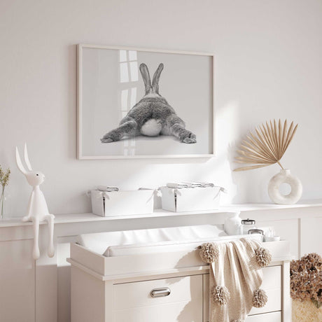 Animal-themed bunny wall print for children’s spaces