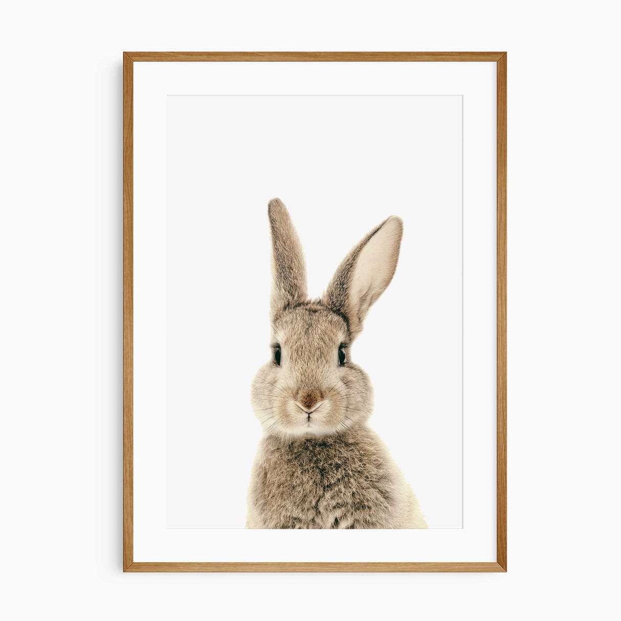 Front view of a whimsical rabbit nursery print, perfect for kids' room decor.