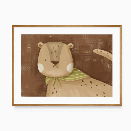 Cheetah nursery wall art print in warm earthy tones