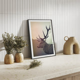 Christmas reindeer wall poster with warm natural tones, bringing festive charm to modern home décor.