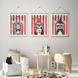 Circus raccoon sloth and tiger wall art for kids rooms