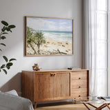 Coastal home decor beach print with natural seaside scenery