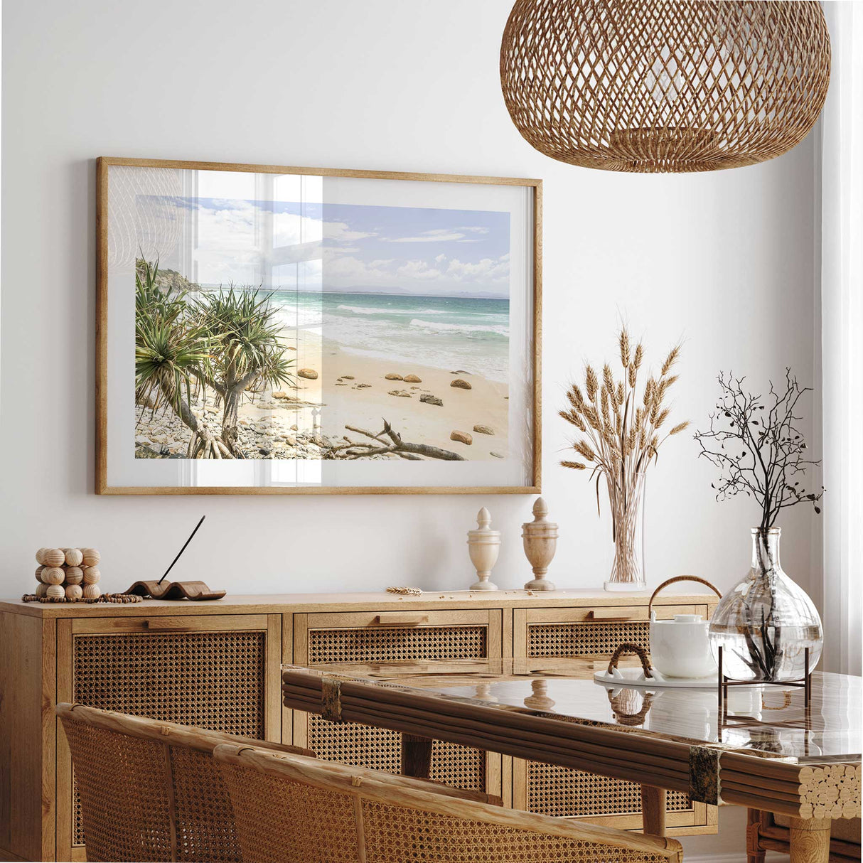 Coastal home decor beach print with natural seaside scenery
