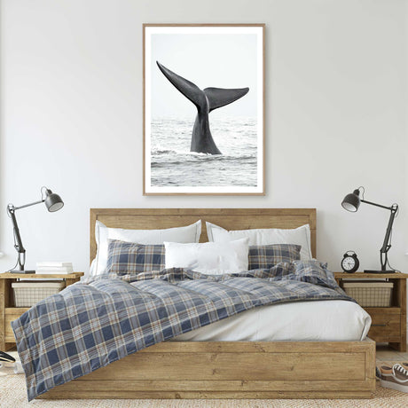 cool ocean wall art print for boys bedroom in soft grey tones