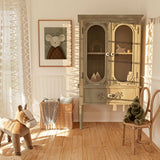 Cosy mouse nursery decor print with a warm brown wrap