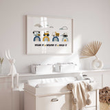 crane tractor and dump truck kids wall art