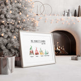 Custom family wall art featuring gnomes and pets with family name and year established