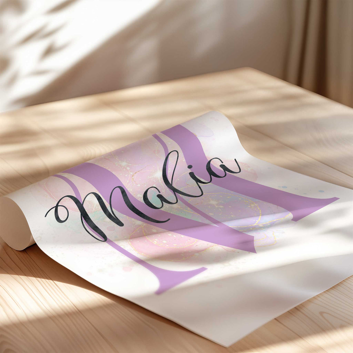 Custom name princess wall print set for girls bedroom or playroom decor