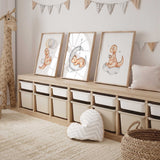 Cute dinosaur nursery trio wall art set for boys bedroom decoration