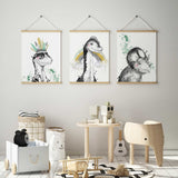 cute dinosaur print set for childrens room wall decor