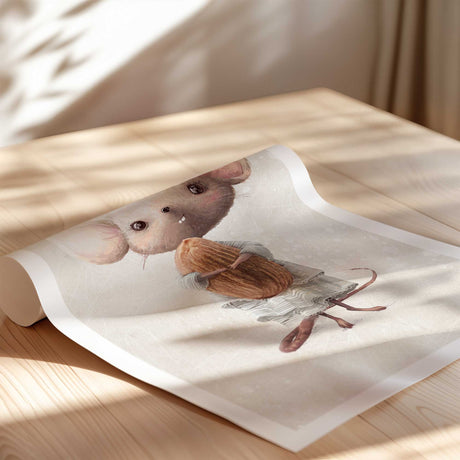 Cute mouse animal illustration for nursery rooms in gentle neutral colours