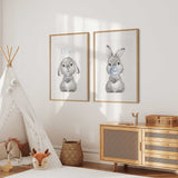cute rabbit wall art prints for baby nursery or toddler room