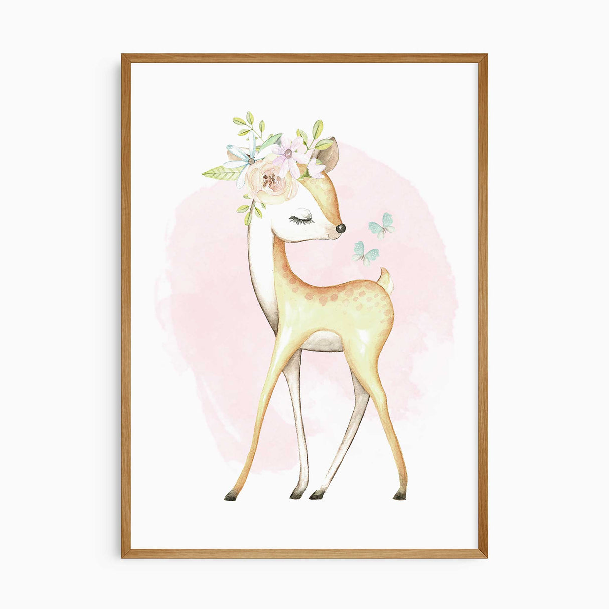 Deer and bunny nursery wall art set for baby girls room