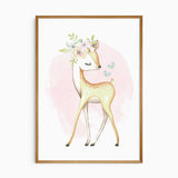 Deer and bunny nursery wall art set for baby girls room