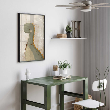 Sage green dino wall art for a toddler bedroom