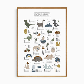 Dinosaur alphabet wall art print for boys nursery or kids room ABC learning décor