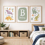Colourful dinosaur prints for a boys bedroom, toddler room or nursery