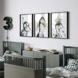 dinosaur wall art set of three prints for kids bedroom