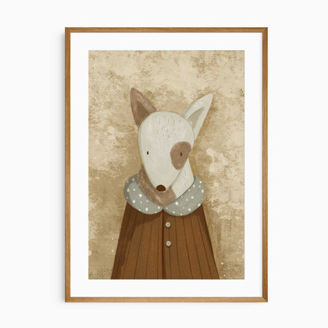Dog nursery wall art print in soft neutral earthy tones