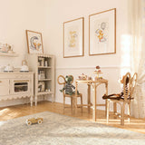 Dream Big Little Duck quote wall art print in yellow and grey tones with clouds and stars, ideal for baby nursery or child’s room décor.