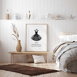 Dressing room wall art print featuring a stylish little black dress for wardrobes beauty rooms and bedrooms