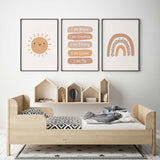 Unframed boho wall art set with personalised details