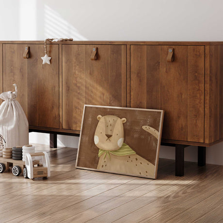 Earthy cheetah kids wall art for a neutral animal-themed room