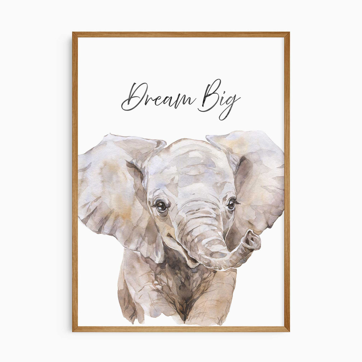 elephant wall art print with dream big quote
