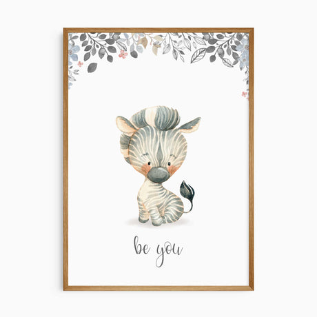 Elephant giraffe and zebra wall art for nursery decor