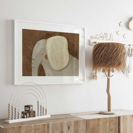 Neutral elephant print for baby nursery decor