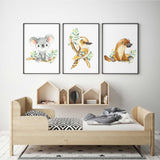 Eucalyptus Australian nursery print set featuring native animals