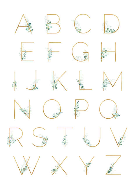 Personalised nursery name and initial wall art with eucalyptus greenery