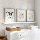 Farm animal nursery print set in soft pastel watercolour style