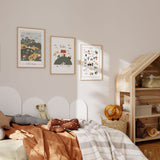 farm animal nursery wall art set with countryside scene for boys