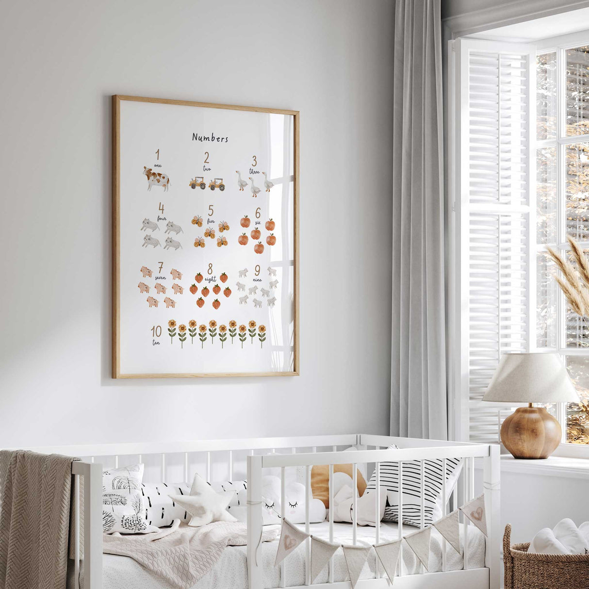 Farm numbers nursery wall art counting from 1 to 10