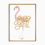 Pink flamingo nursery wall art print for a girl nursery or bedroom