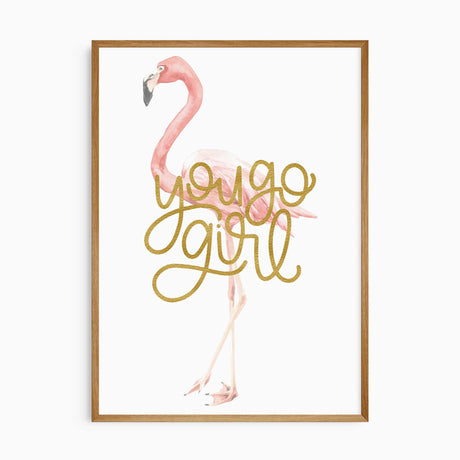 Pink flamingo nursery wall art print for a girl nursery or bedroom