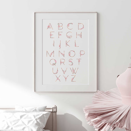 Floral ABC wall art for baby girl nursery