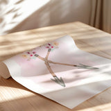 Floral arrow wall art for girls room with pink flowers and boho watercolour design